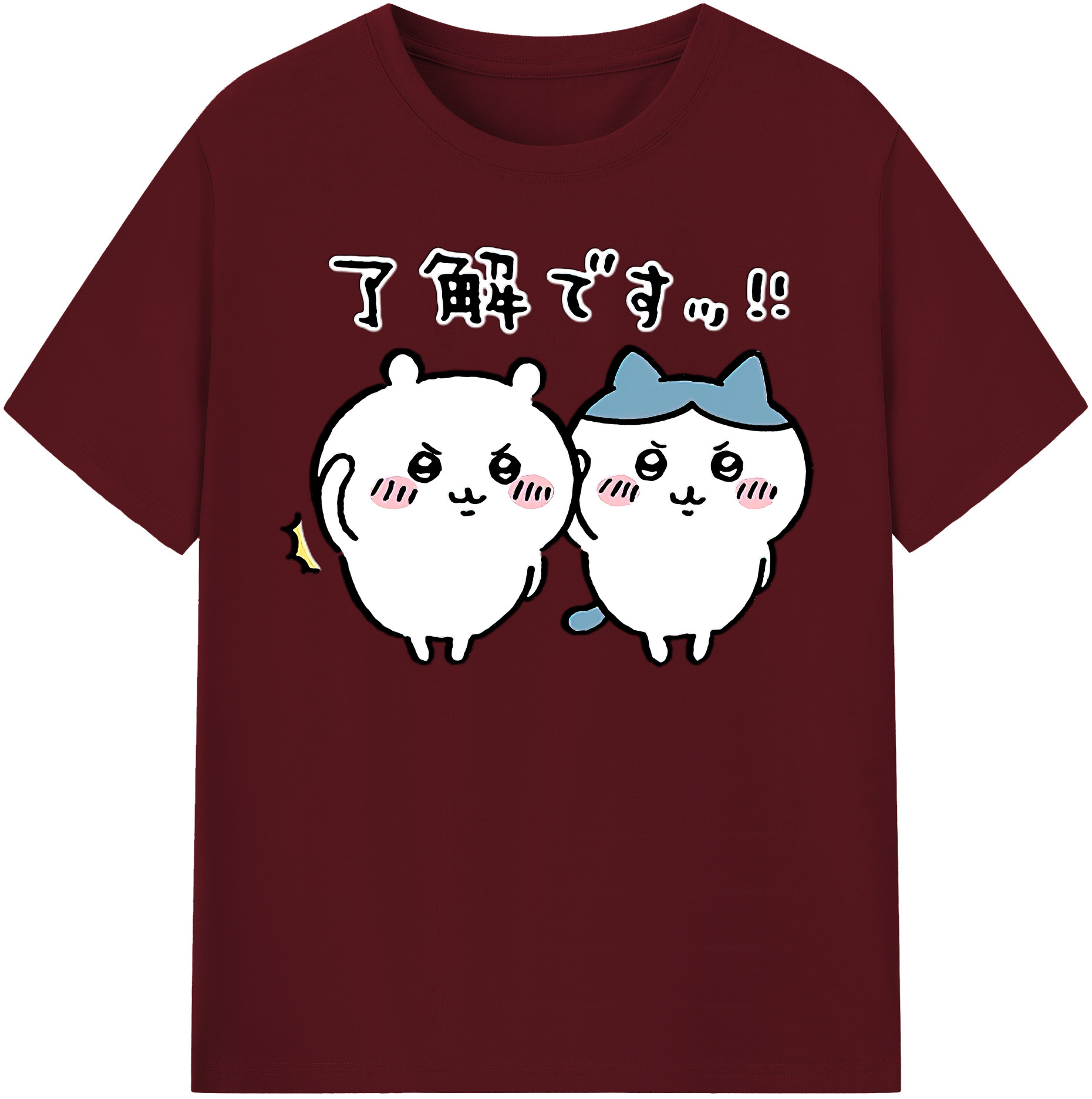 （画像用） ちいかわ ハチワレ Chii-kawa hachiware 綿100％半袖Tシャツ（フロントプリント）